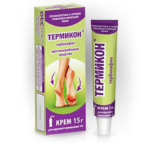 Termicone. Крем для лечения ограниченных грибковых поражений в этой области. Упаковка Termicone. Крем для лечения ограниченных грибковых поражений в этой области. Упаковка